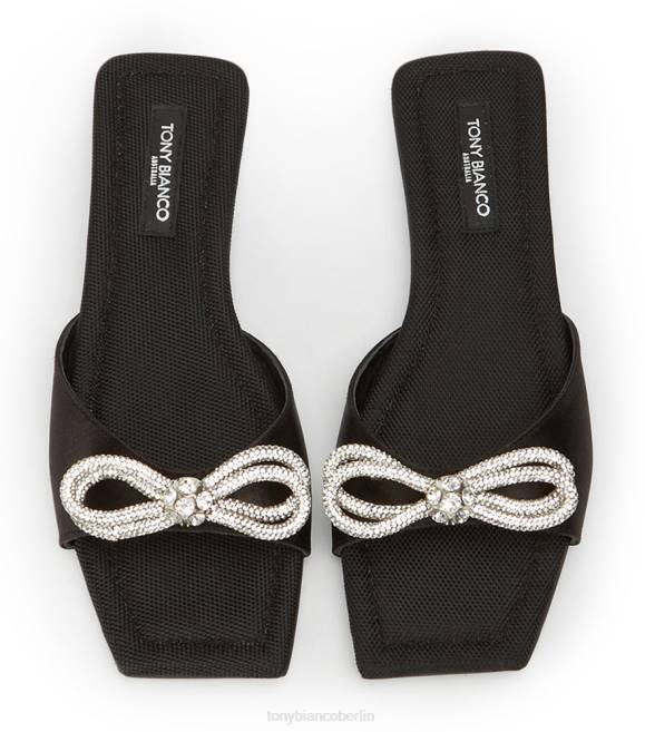 Sandalen| de Tony Bianco Frauen Esta Wohnungen schwarzer Satin 4624669